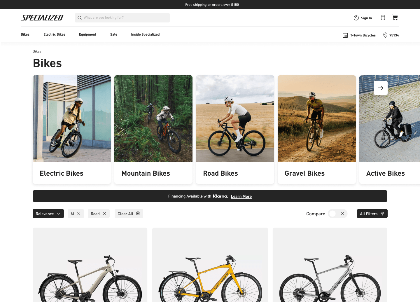 Desktop view of the Specialized landing case study carousel.