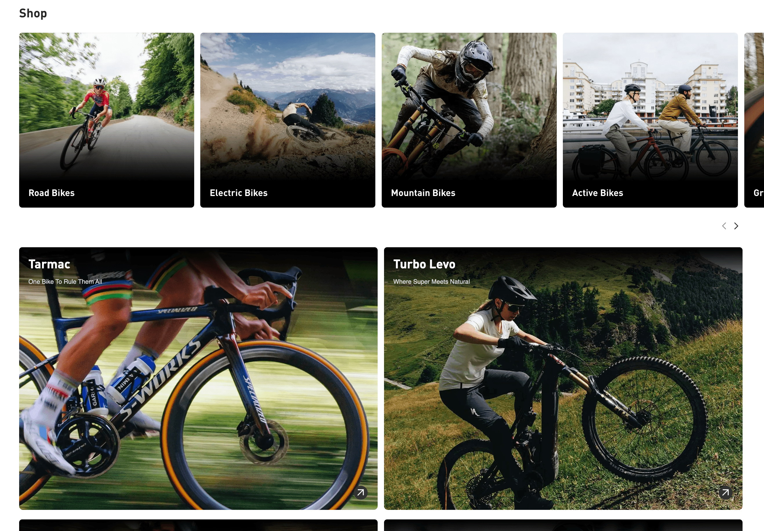 Homepage view of the Specialized storefront case study.
